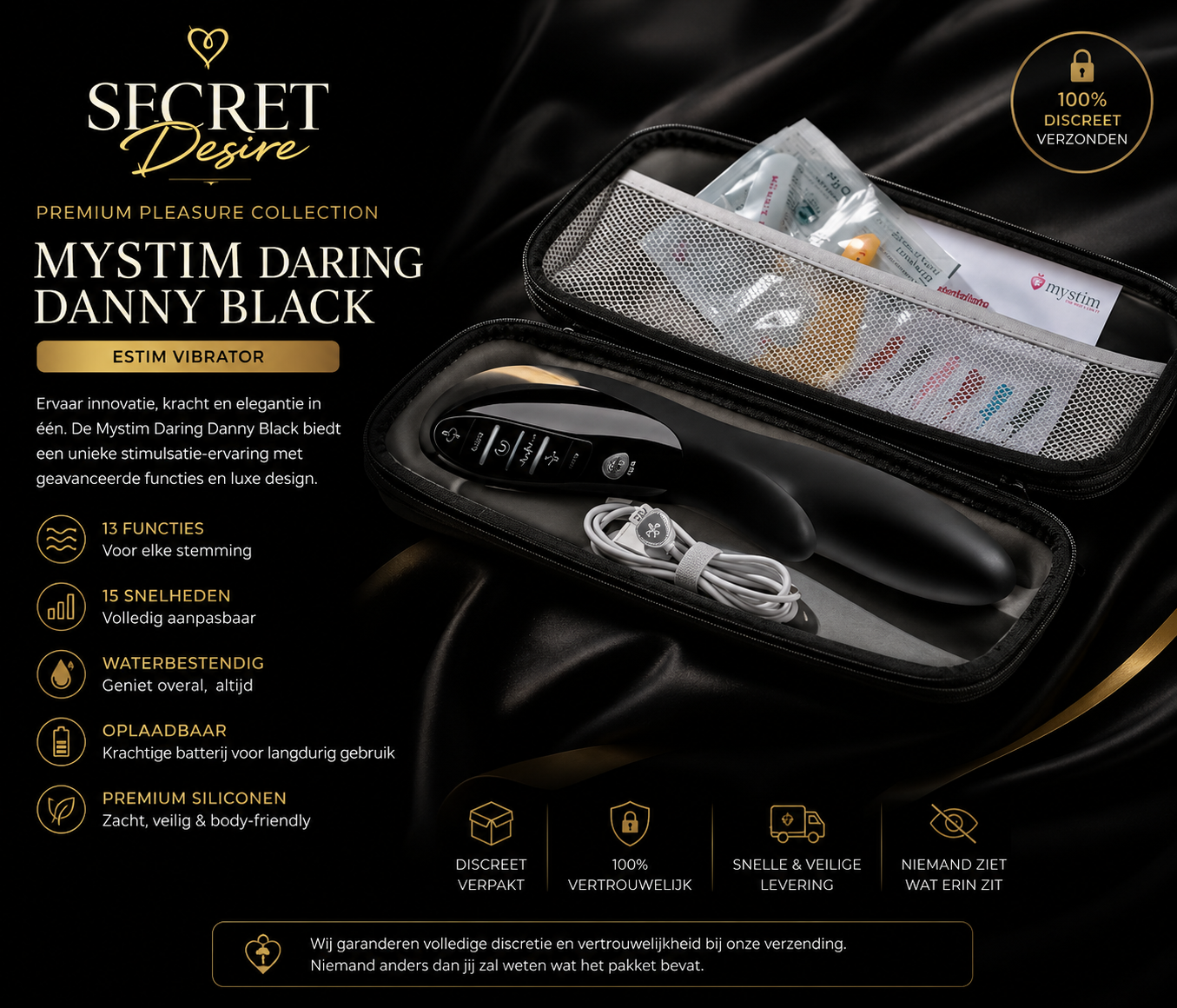 Mystim Daring Danny Black – Premium Estim Vibrator